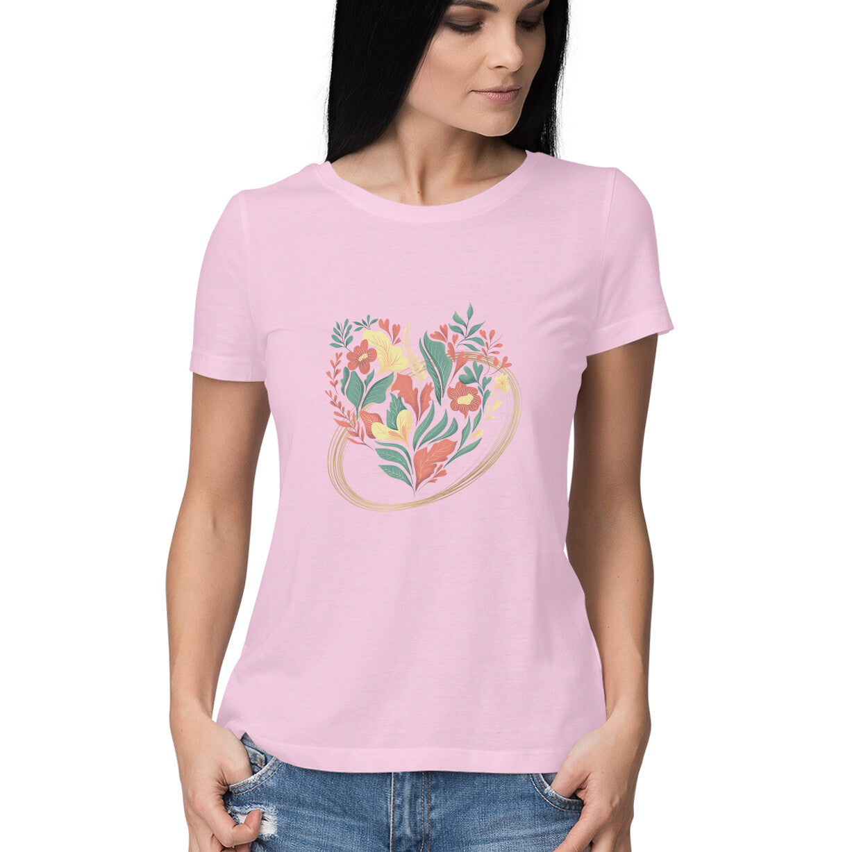Light floral heart Women's tee