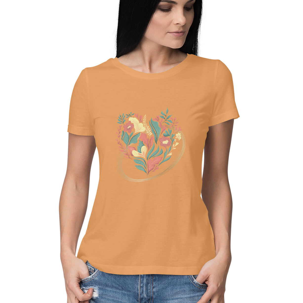 Light floral heart Women's tee