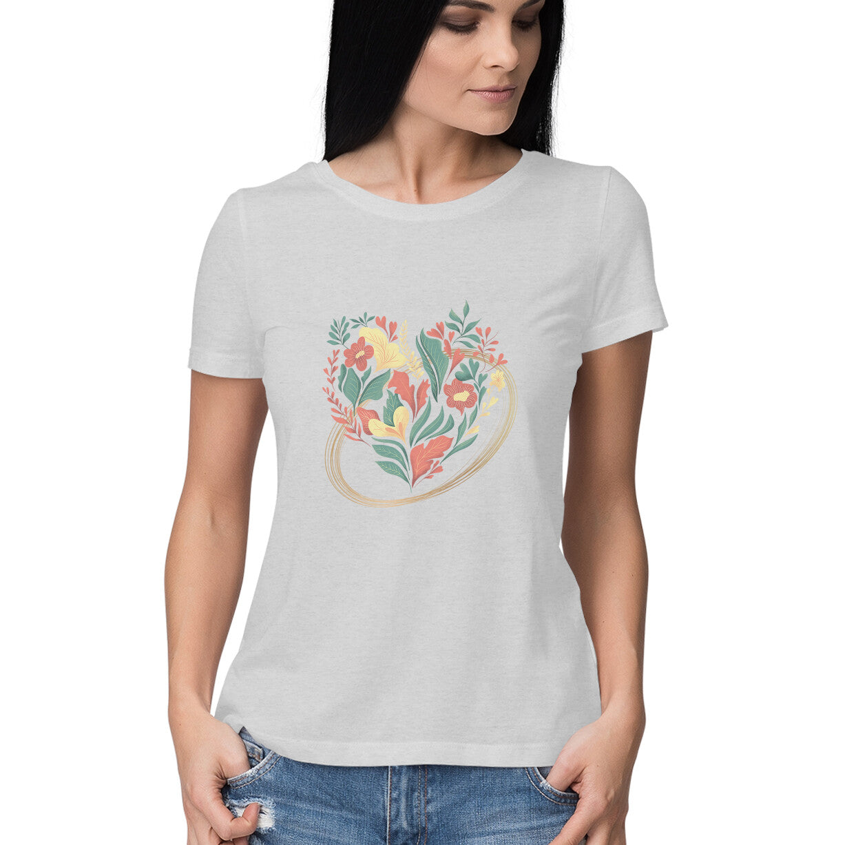 Light floral heart Women's tee