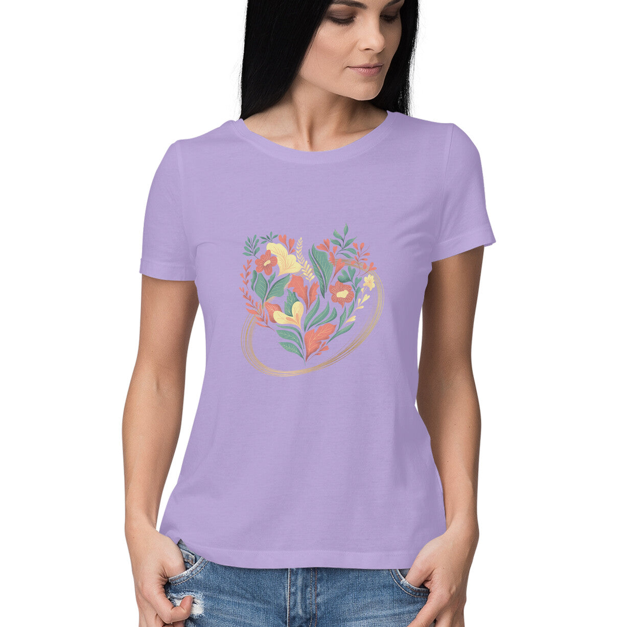 Light floral heart Women's tee