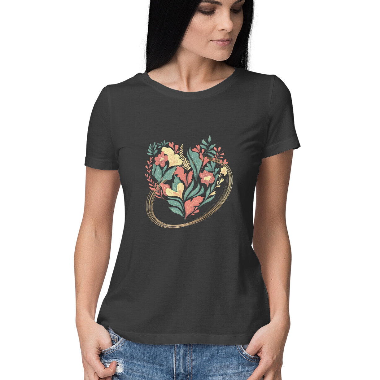 Light floral heart Women's tee