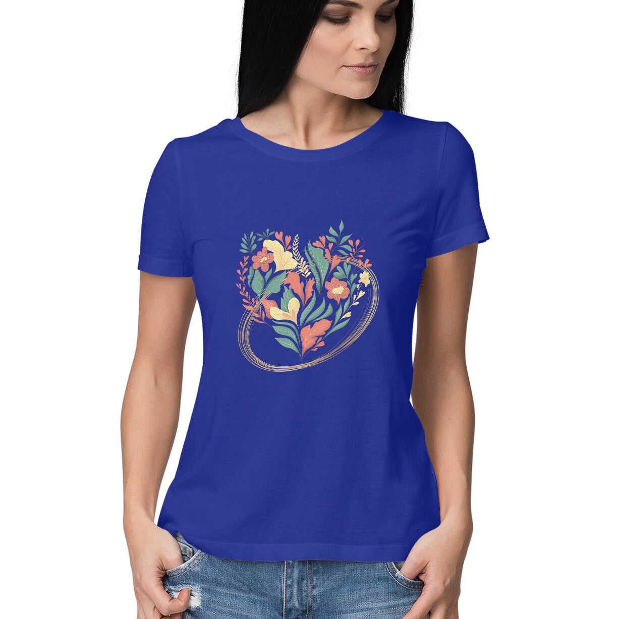Light floral heart Women's tee