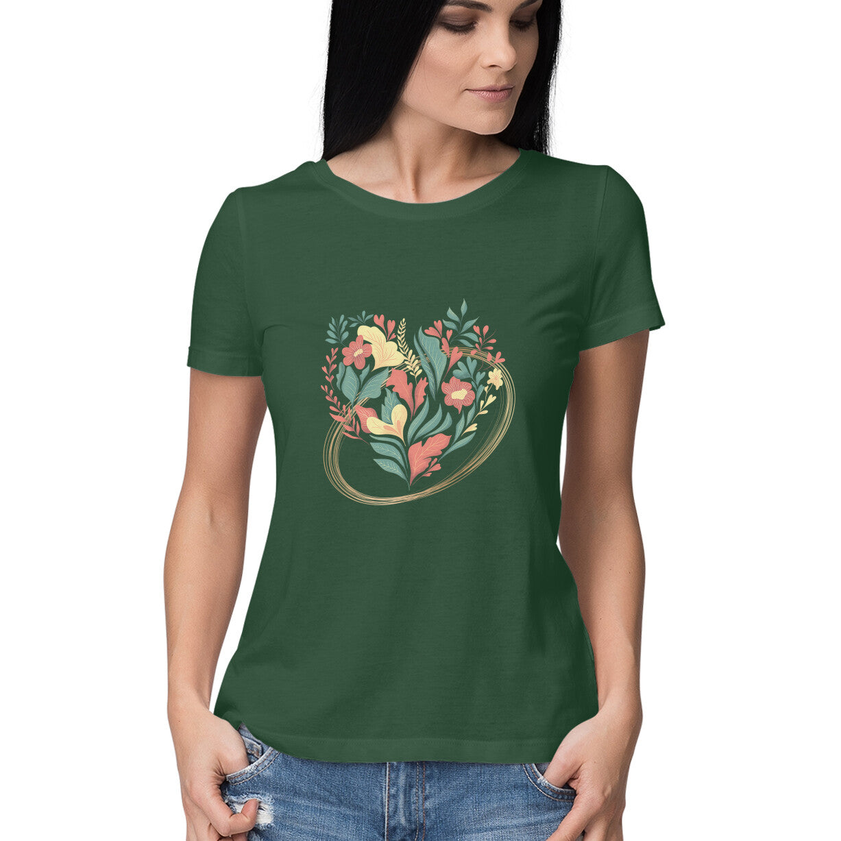Light floral heart Women's tee