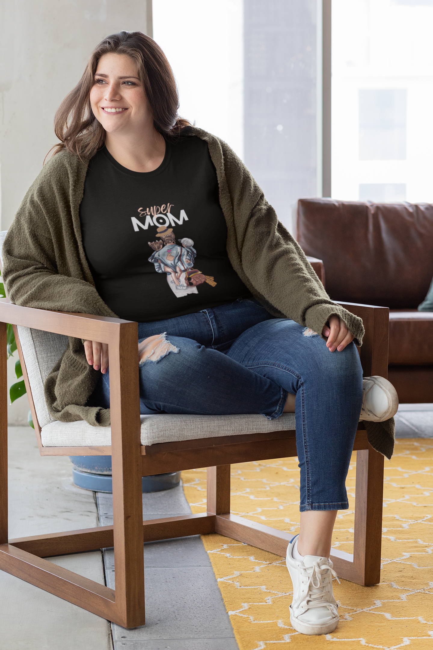 Super Mom- Oversized Women's dark shade tee