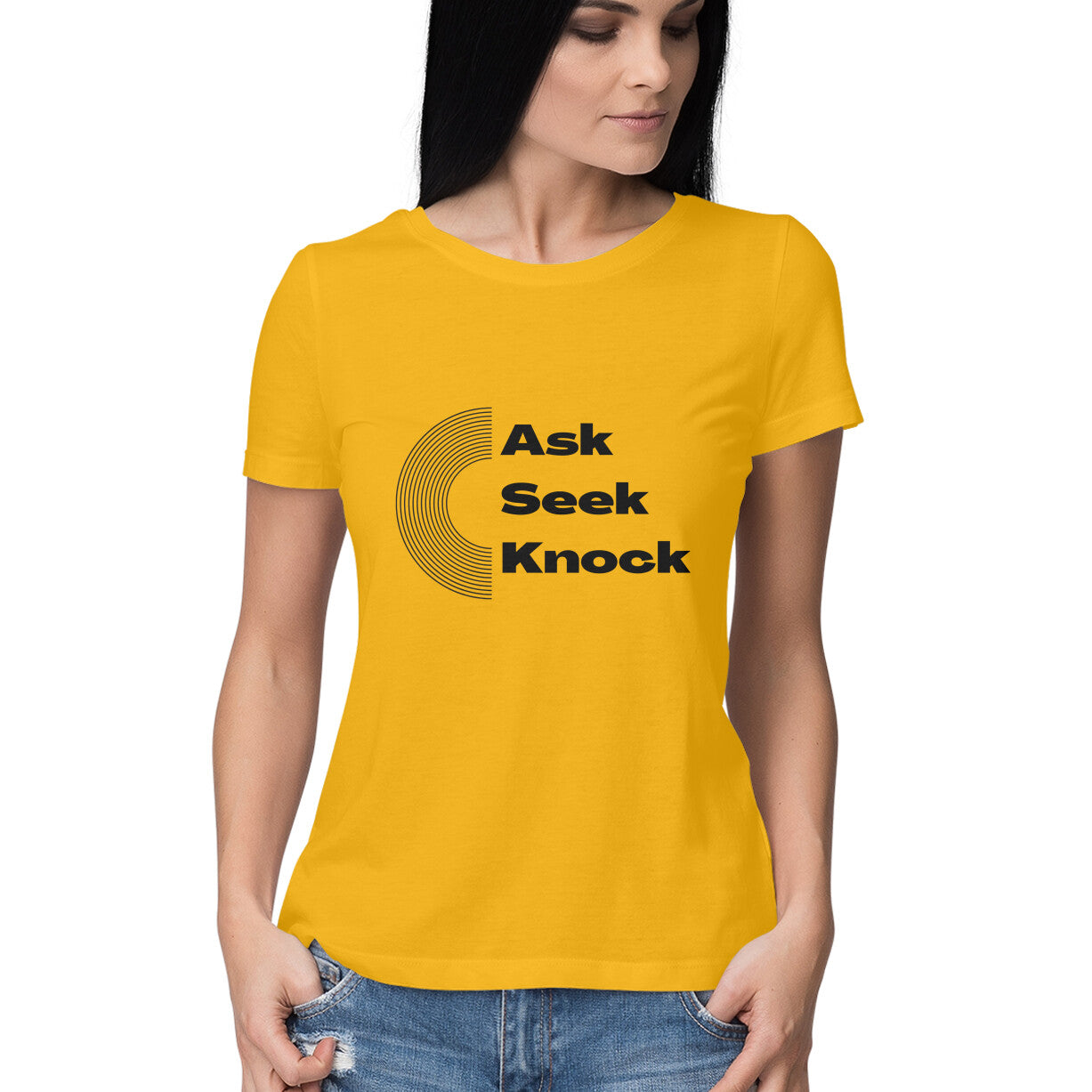 Ask, Seek, Knock women's tee