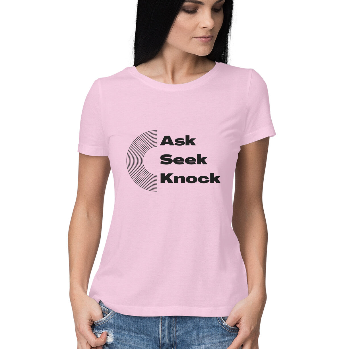 Ask, Seek, Knock women's tee