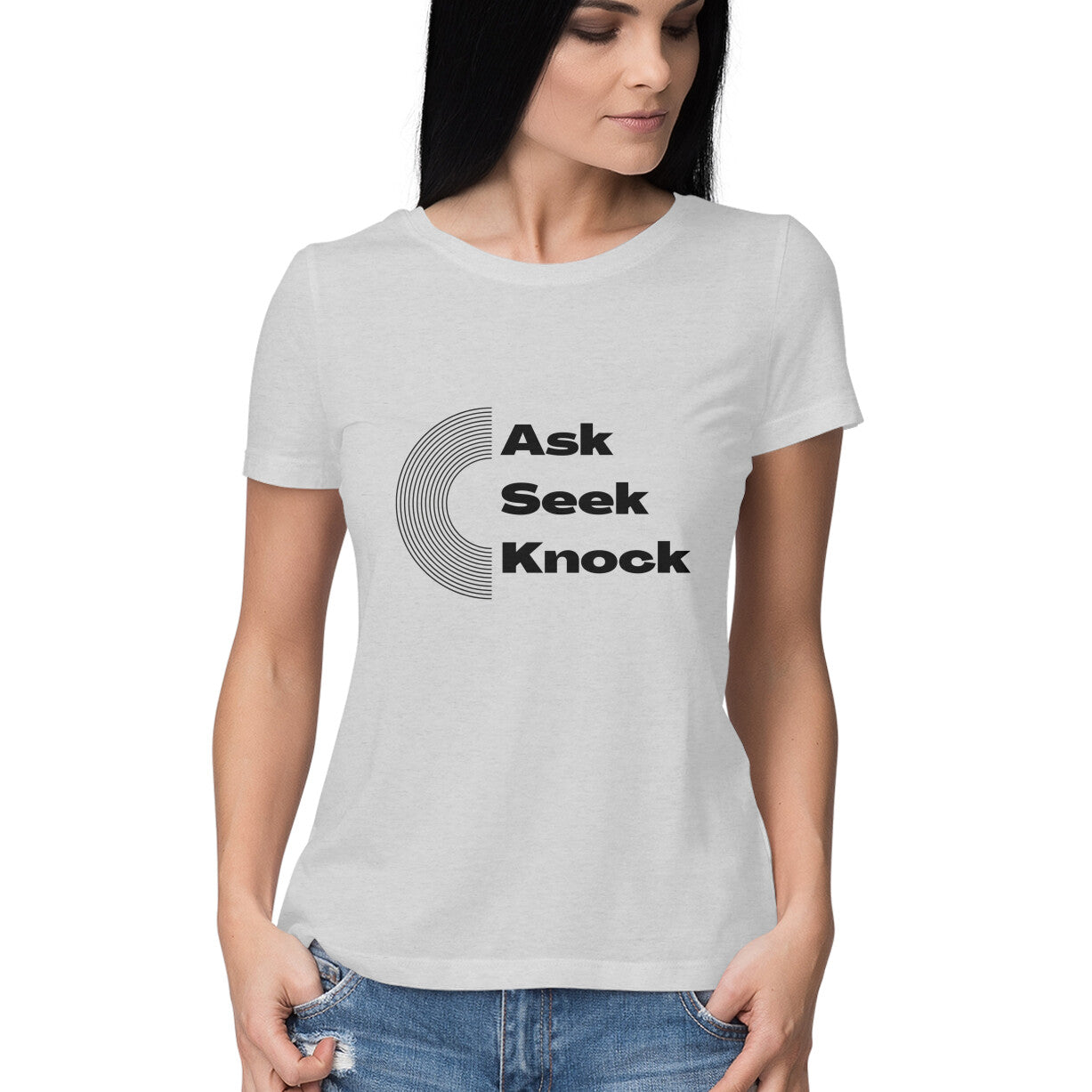 Ask, Seek, Knock women's tee