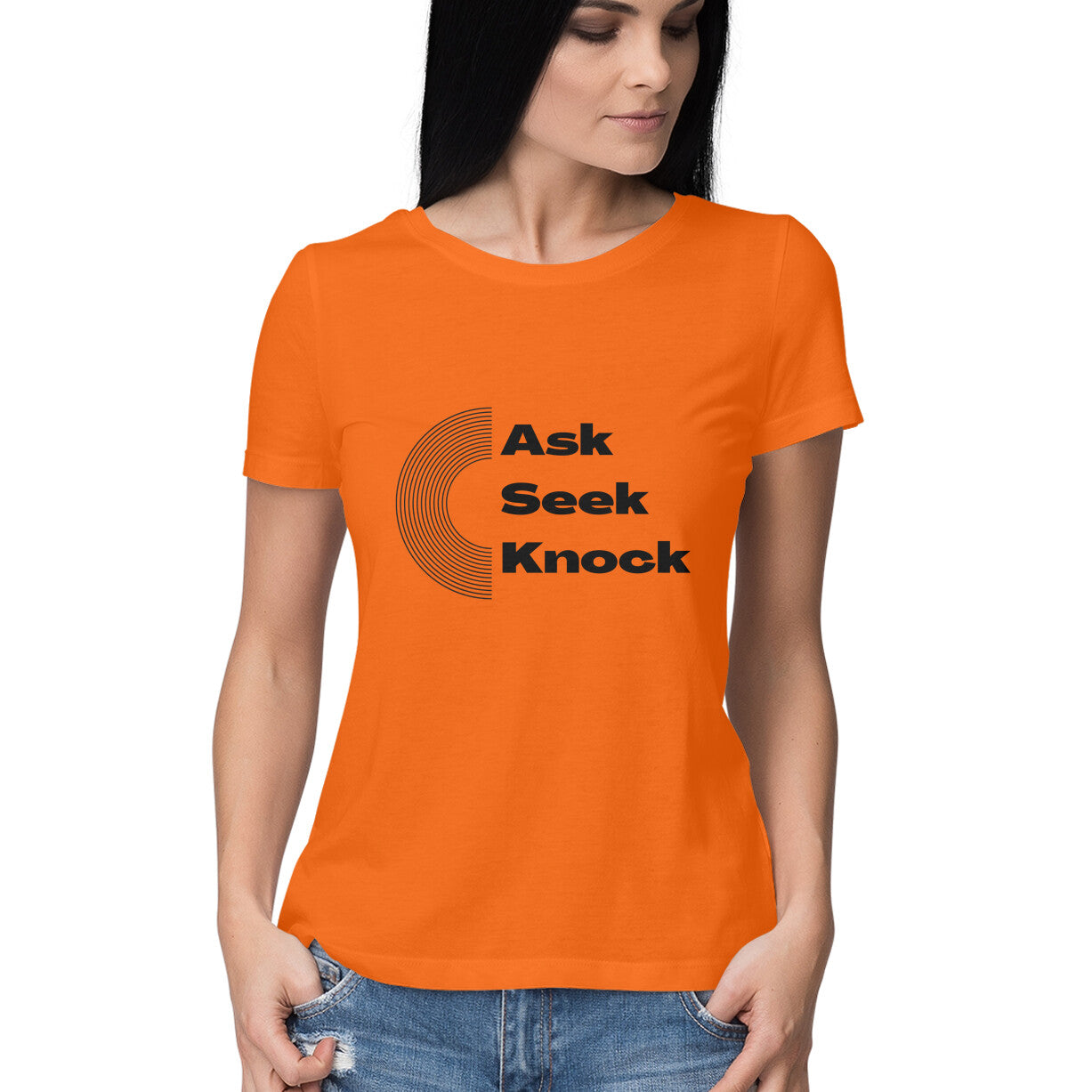Ask, Seek, Knock women's tee