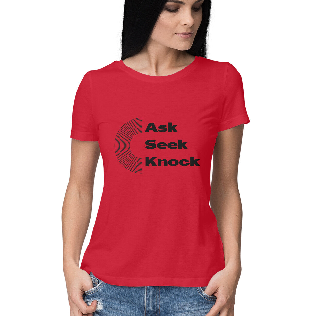 Ask, Seek, Knock women's tee