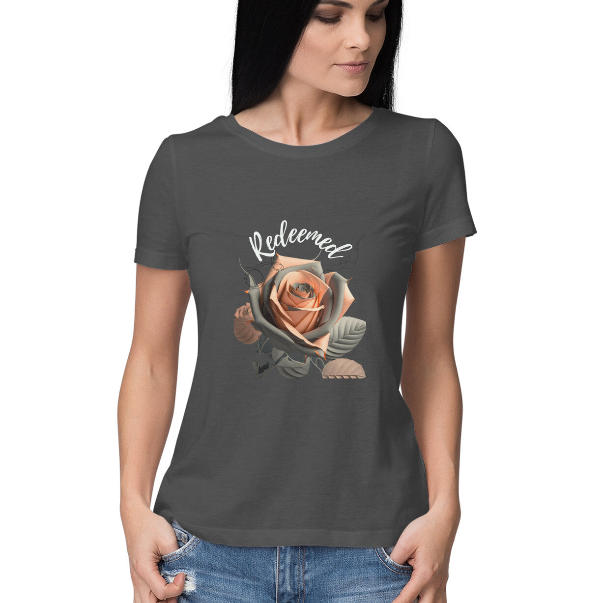 Redeemed' Women's tee- in dark colors
