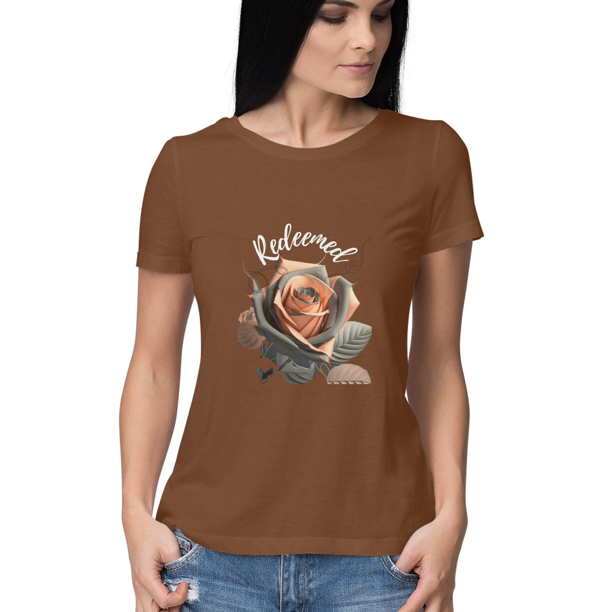Redeemed' Women's tee- in dark colors