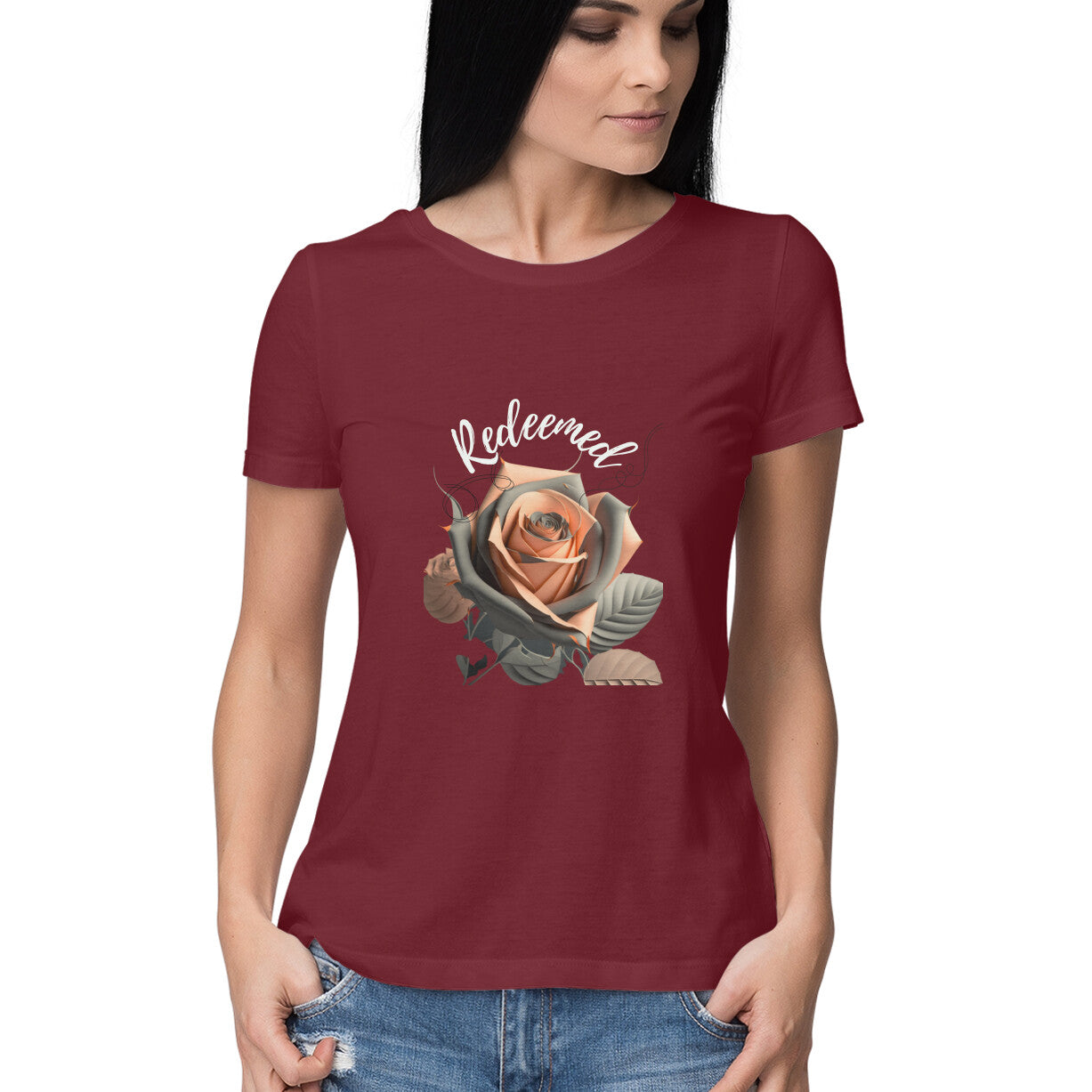 Redeemed' Women's tee- in dark colors