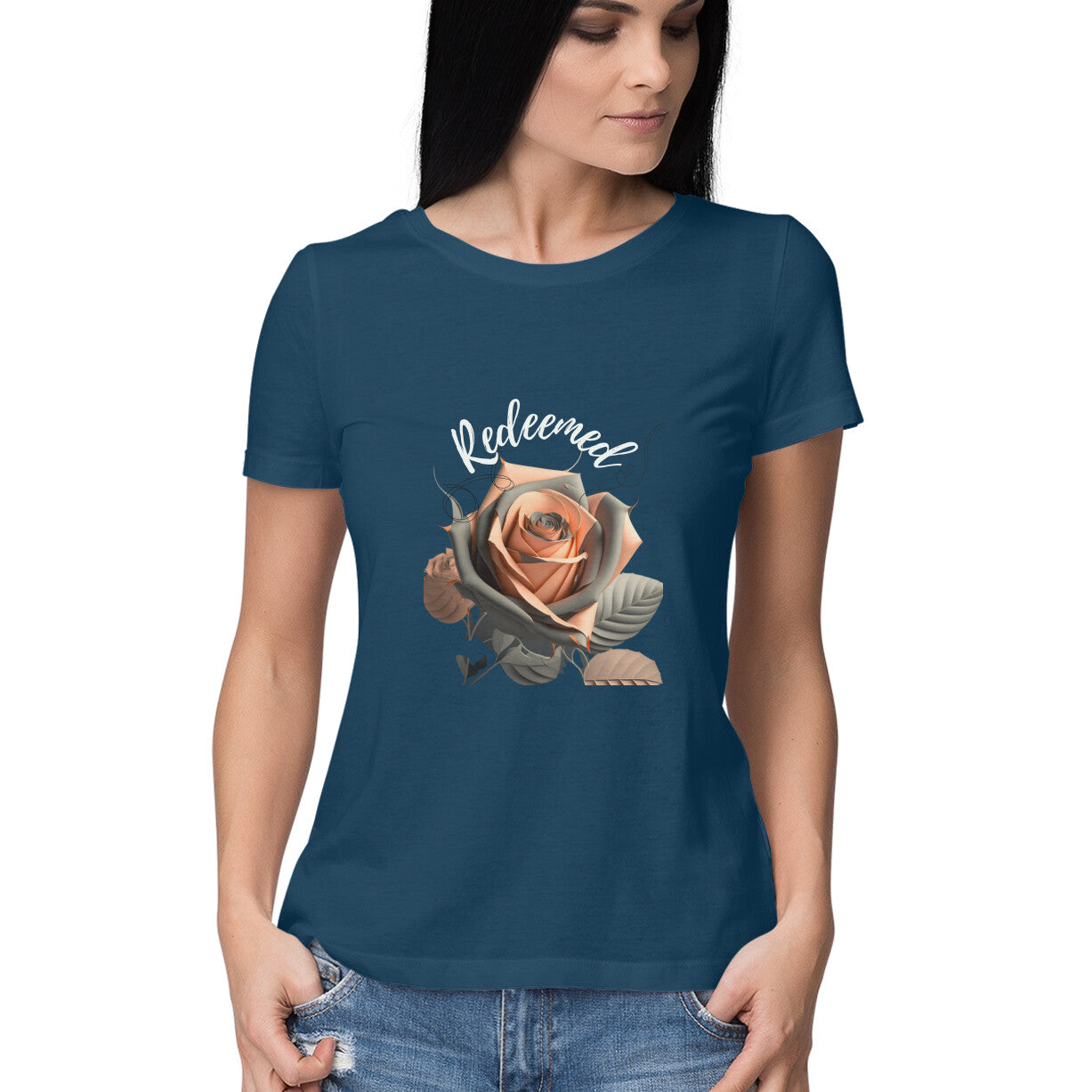 Redeemed' Women's tee- in dark colors