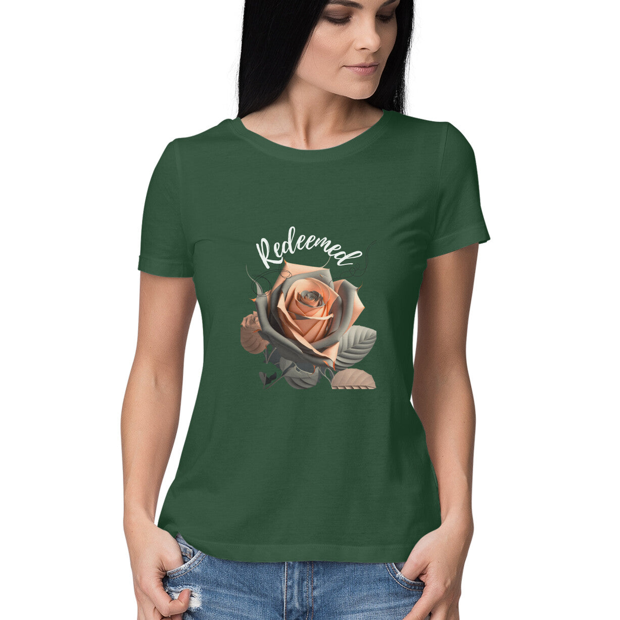 Redeemed' Women's tee- in dark colors