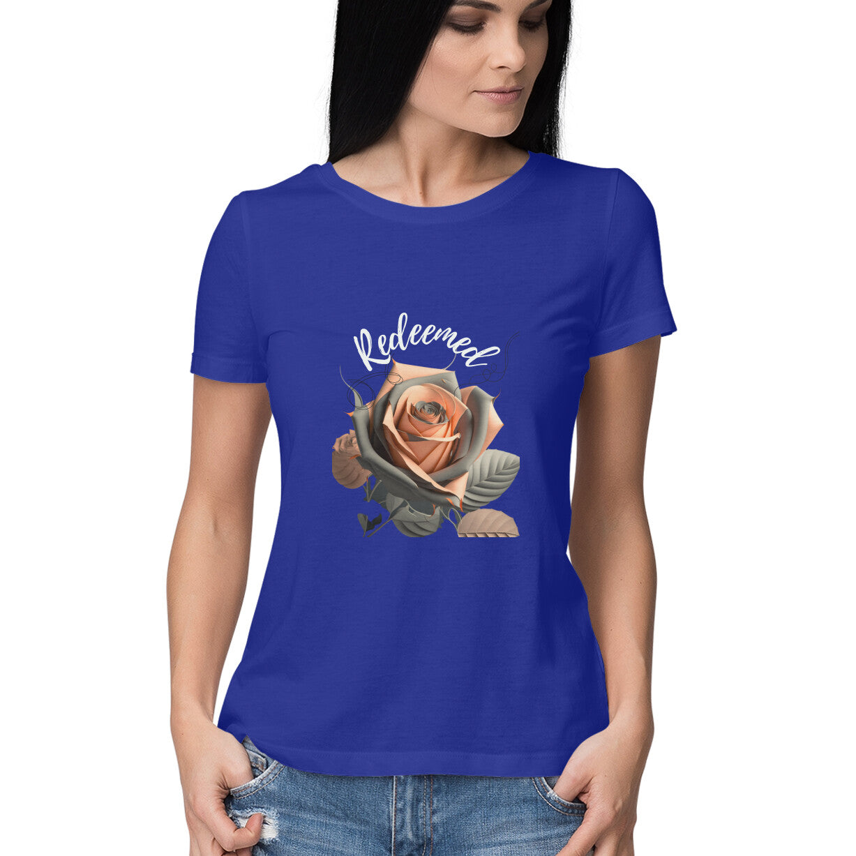 Redeemed' Women's tee- in dark colors