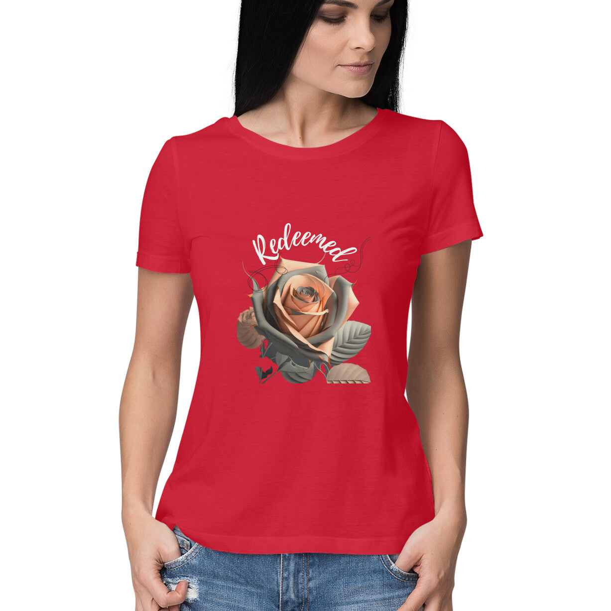 Redeemed' Women's tee- in dark colors