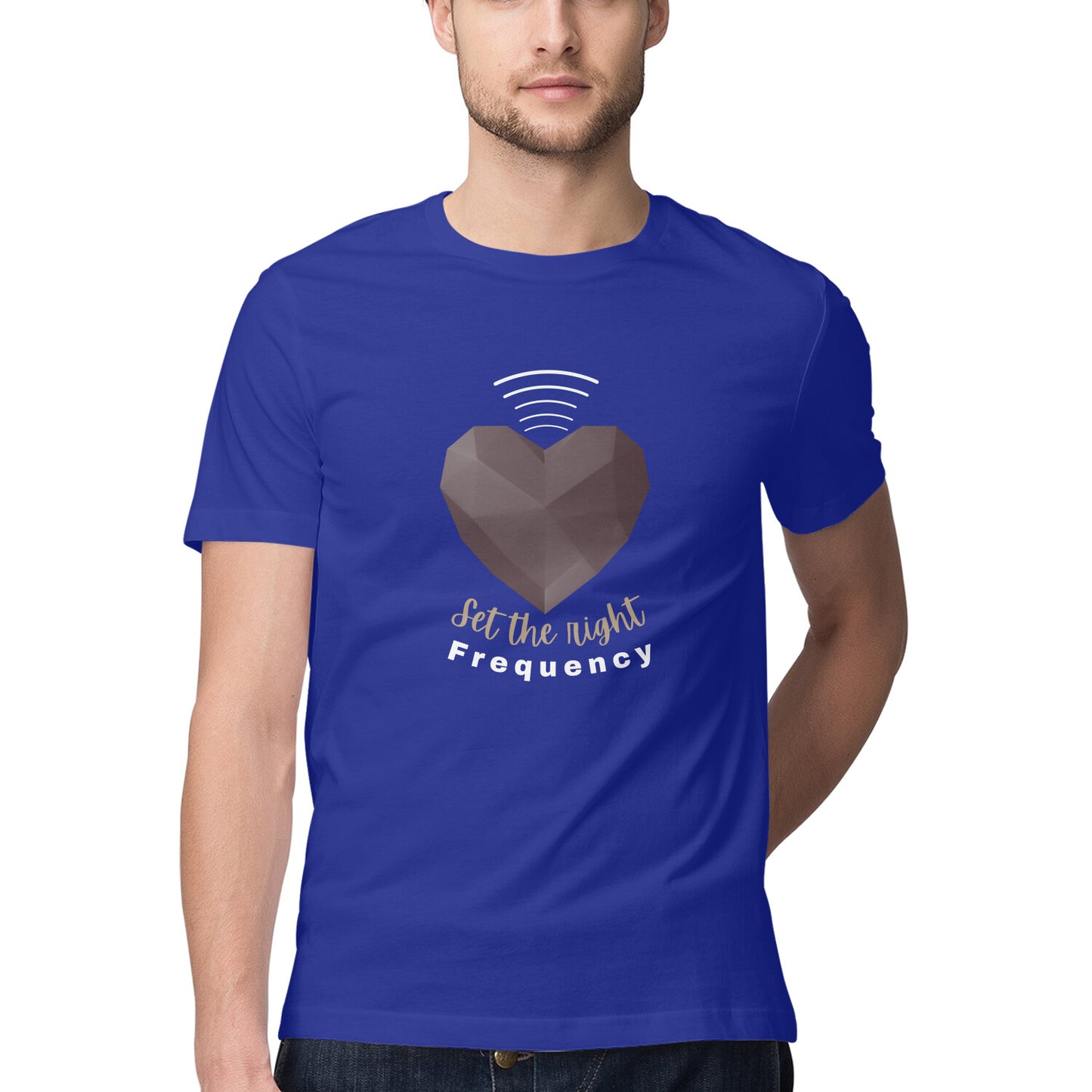 Set the right frequency Men's tee in dark colors