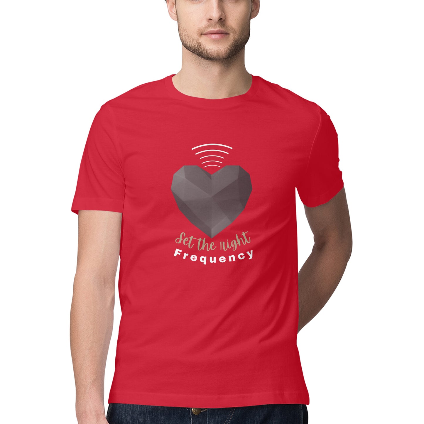 Set the right frequency Men's tee in dark colors