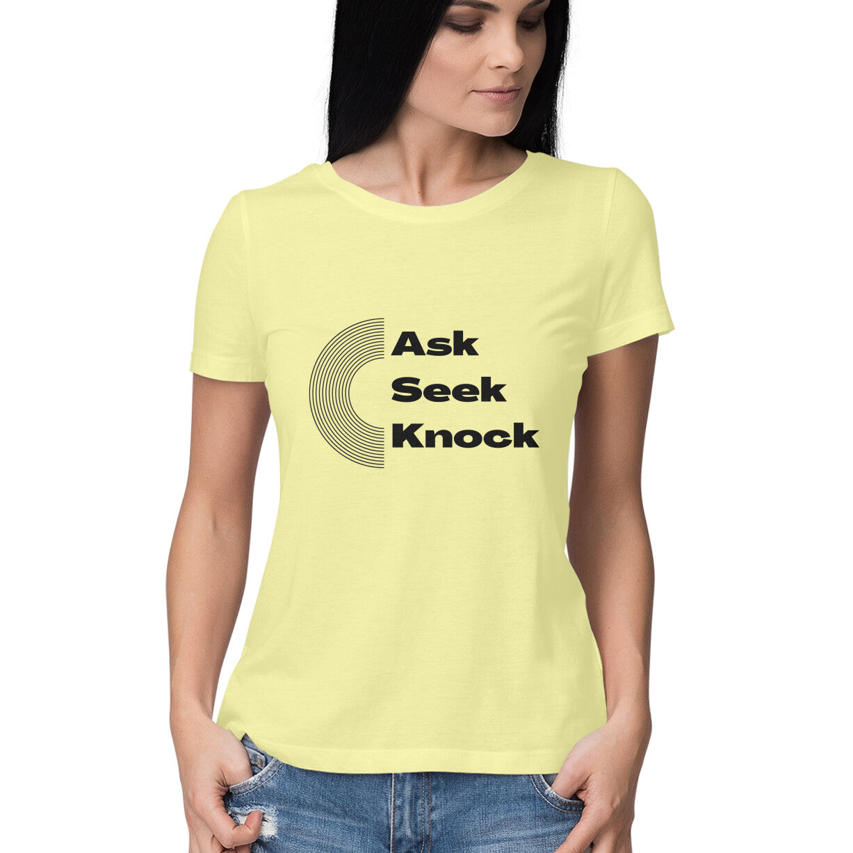 Ask, Seek, Knock women's tee